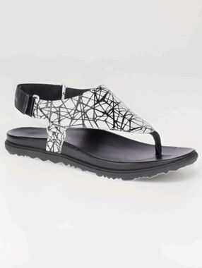 NEW Merrell Around Town Sunvue Black/White Texture Thong Sandals Slingback Sz 8